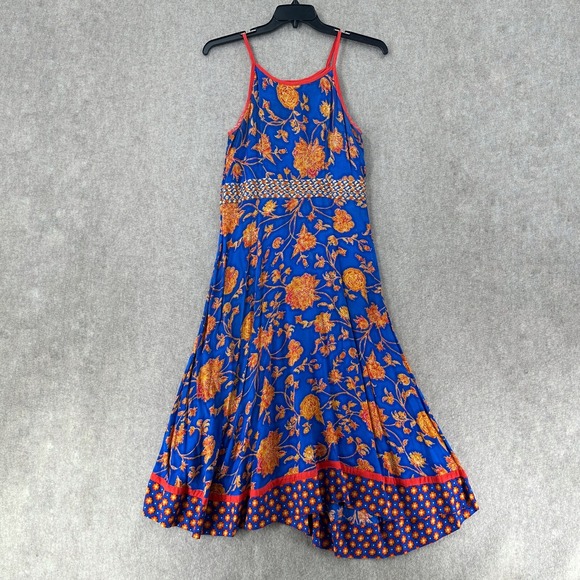 Vintage 60's‎ 70's Biba Midi Folk Dress Size 34 Cotton Floral Asymmetrical - Picture 1 of 7
